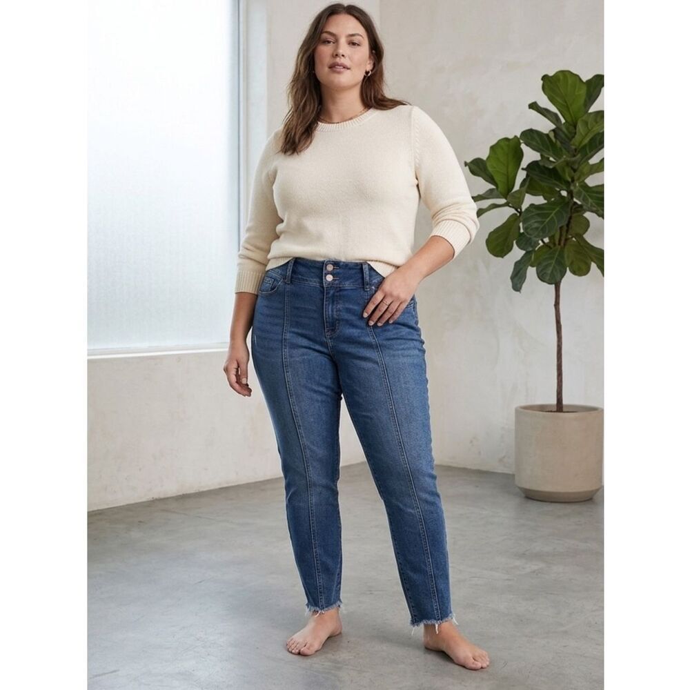 Lane Bryant Plus Size 22 Skinny Jeans – Raw Hem, Stretch Denim, High Rise